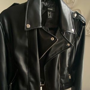 Faux Leather Moto Jacket - Size S